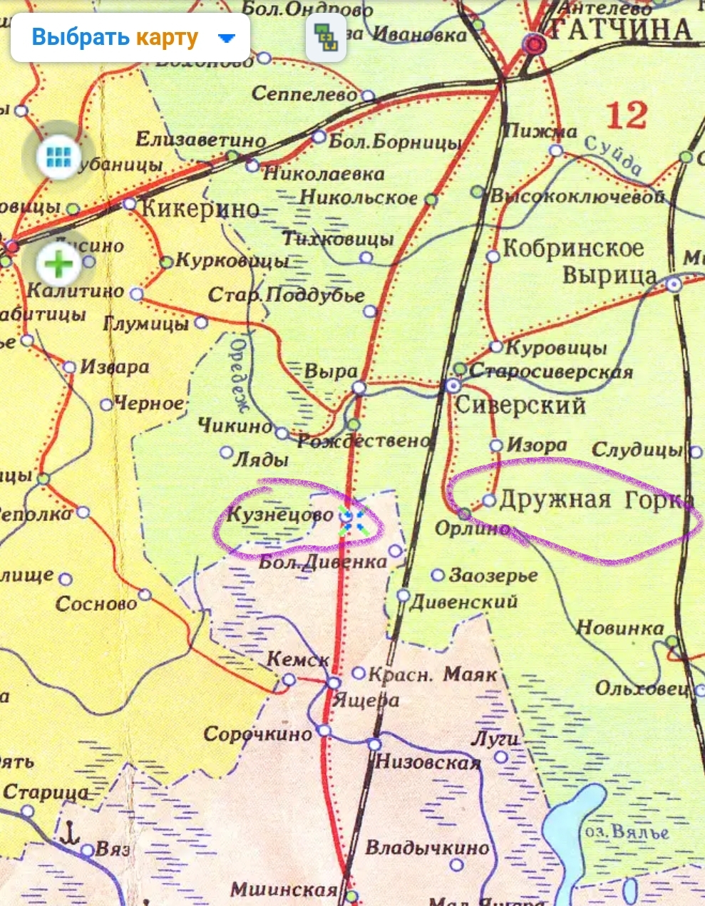 Карта гатчинского района ленинградской области подробная с названиями деревень улиц и номерами домов
